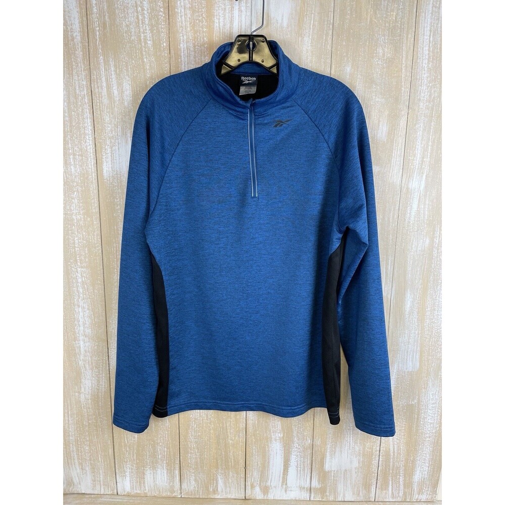 Reebok Men's Teal Blue/Black Small Pullover 1/4 Zip Reflector Strip